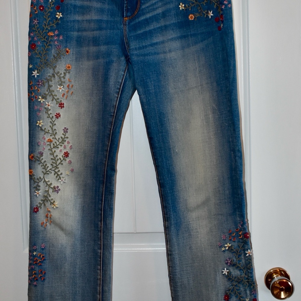 Embroidered Blue Jeans